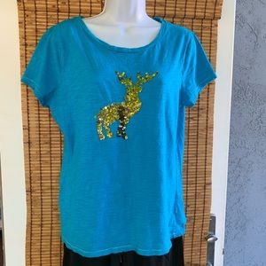 Sequin Reindeer shirt Christmas 🎄